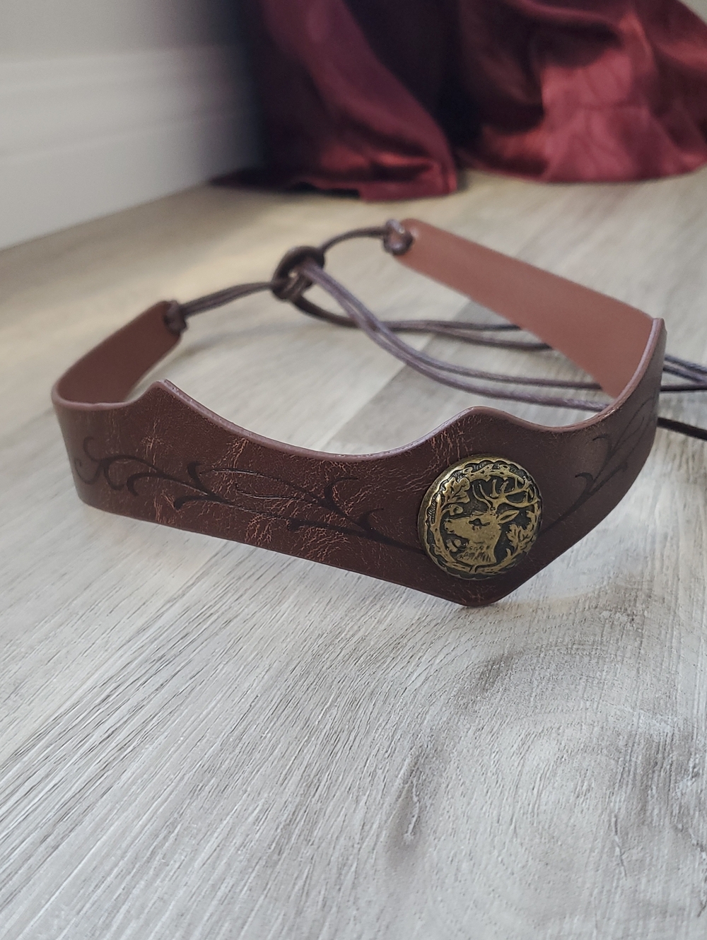 Unisex Elven Druid Brown Faux Leather Headband - Fantasy Accessory